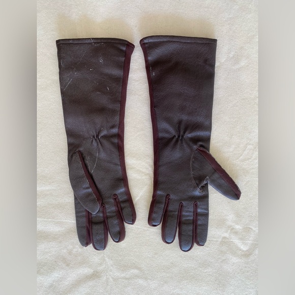 Brown Faux Leather Lined Driving Gloves 1 Long 1 Short 2 Pairs OSFM - Picture 5 of 9